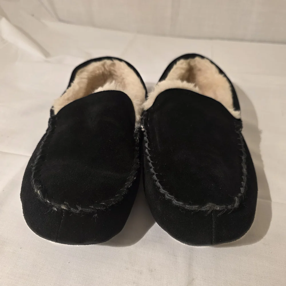 Daniel Cremieux Men's Black Suede Moccasin Slipper Faux Shearling Lining Md 9-10